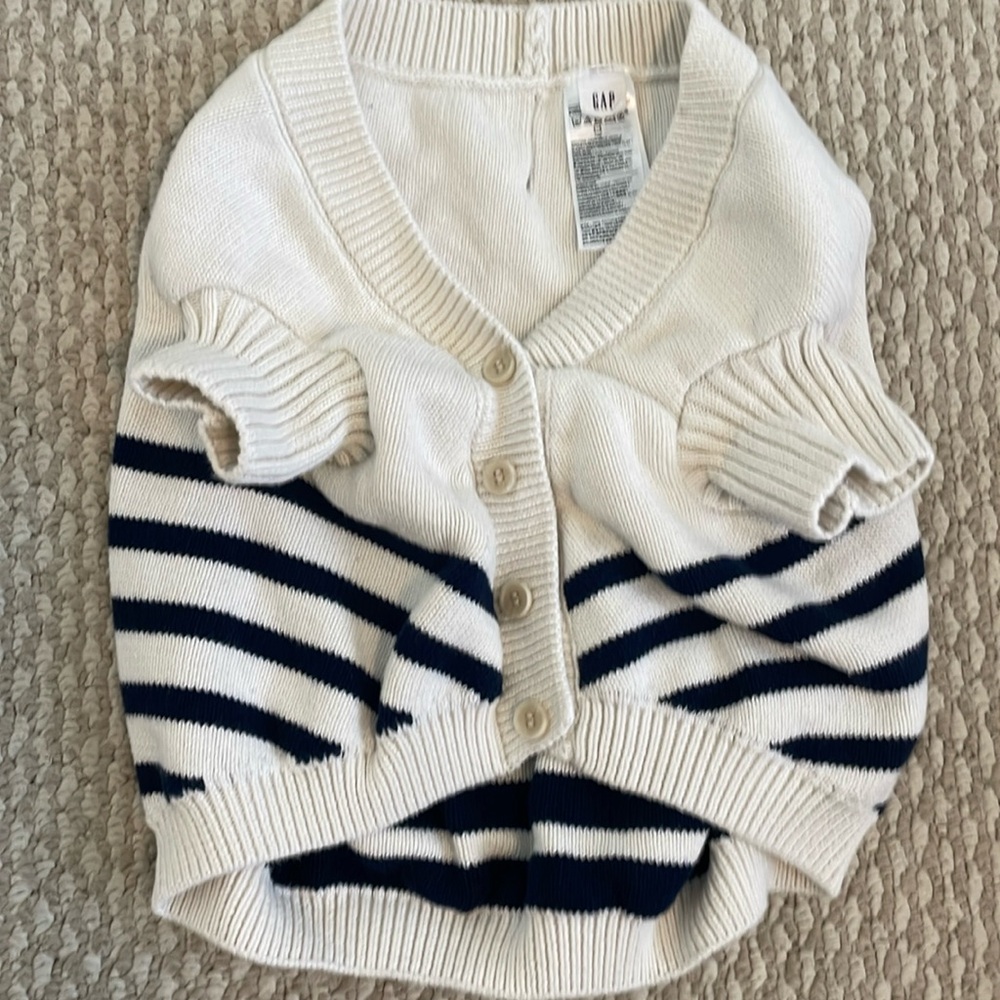 Gap dog sweater Marin stripe white and navy size M